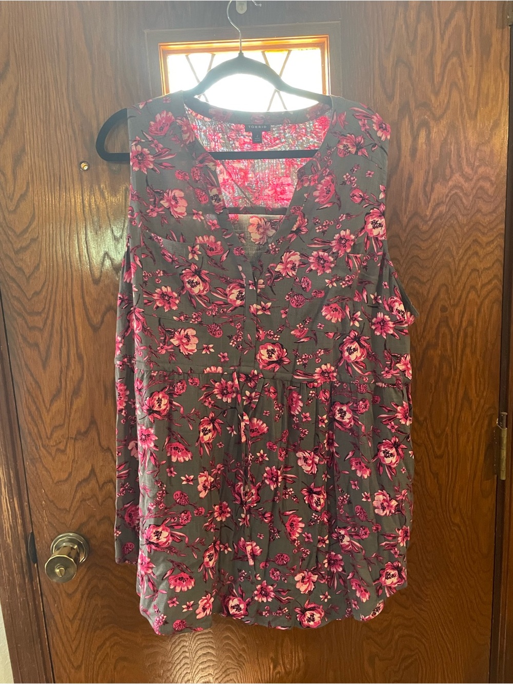 torrid Pink Floral V-Neck Sleeveless Midi Top